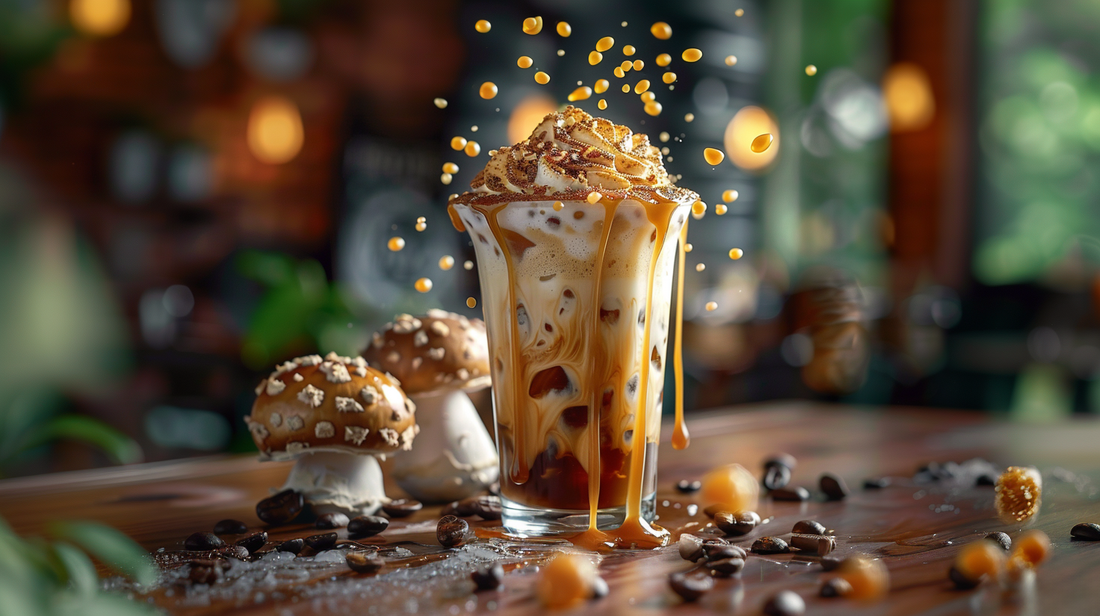 Iced Caramel Mushroom Macchiato