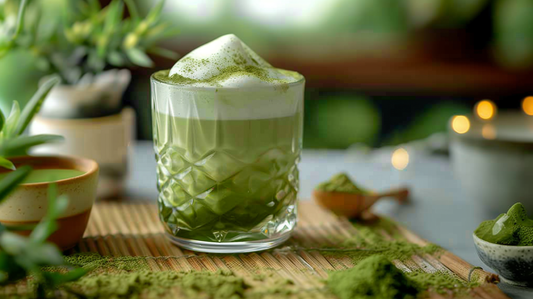 Iced Matcha Mushroom Latte with Sea Salt Cheese