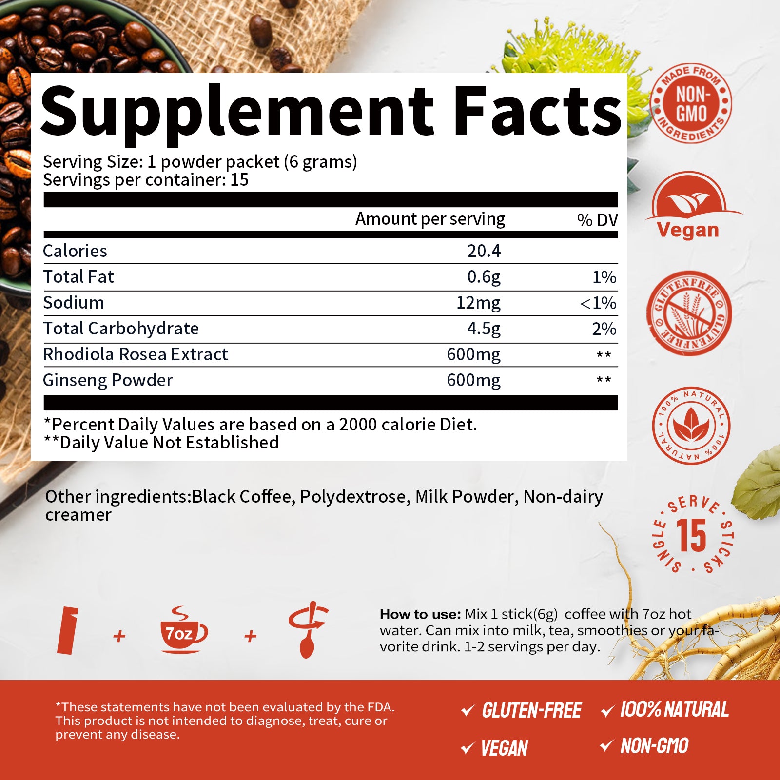 Rhodiola Rosea Coffee with Ginseng