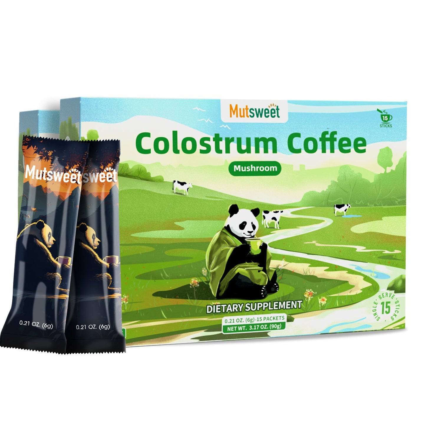 Colostrum Coffee with 10 Mushroom Blend- Lion's Mane, Chaga, Cordyceps, Turkey Tail, Reishi & Other for Energy, Focus, Memory, Immunity, Skin, Hair & Gut Health Support 15 Servings