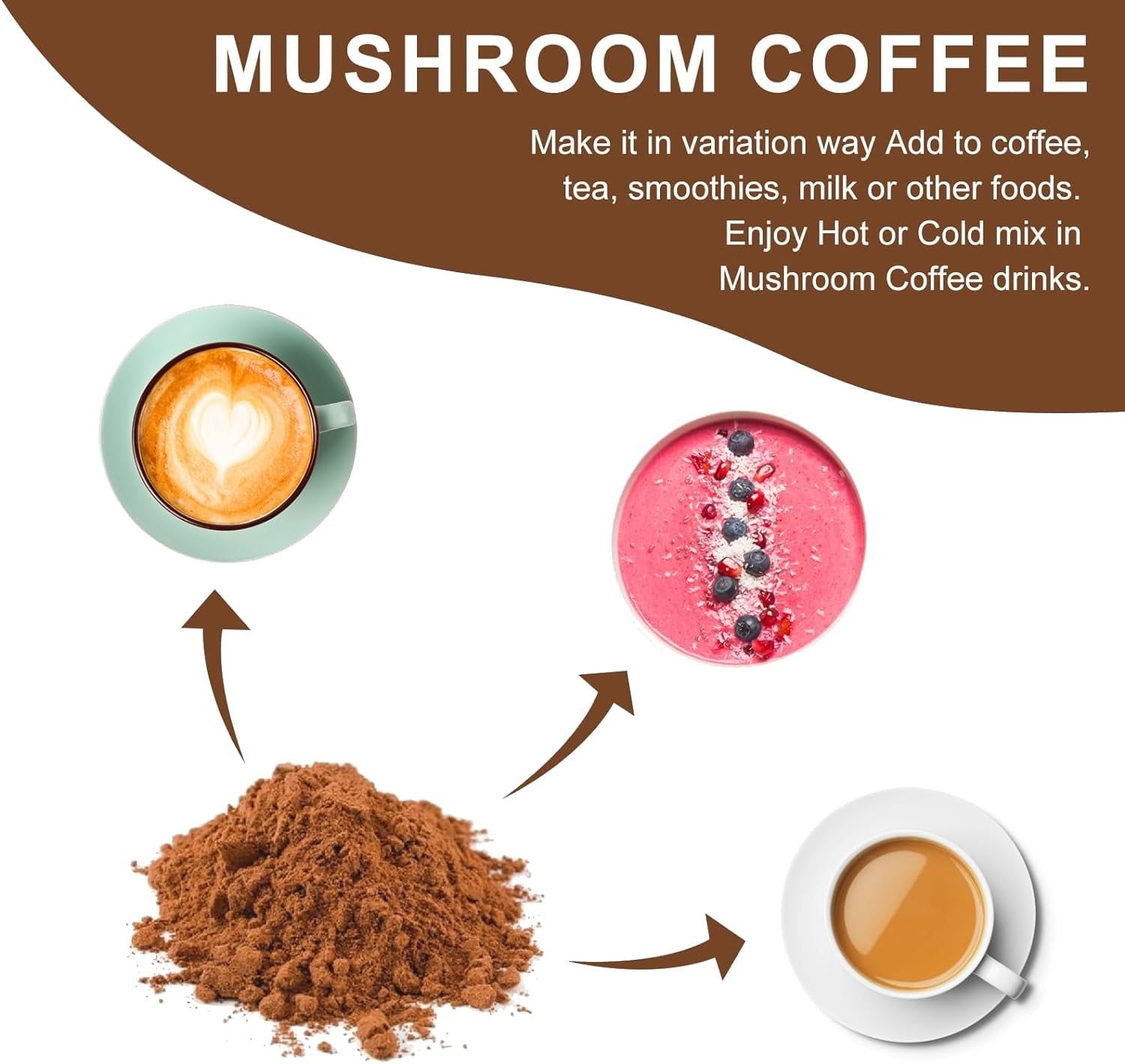 Mutsweet Mushroom Coffee Powder Blend Supplement for Smoothies Latte